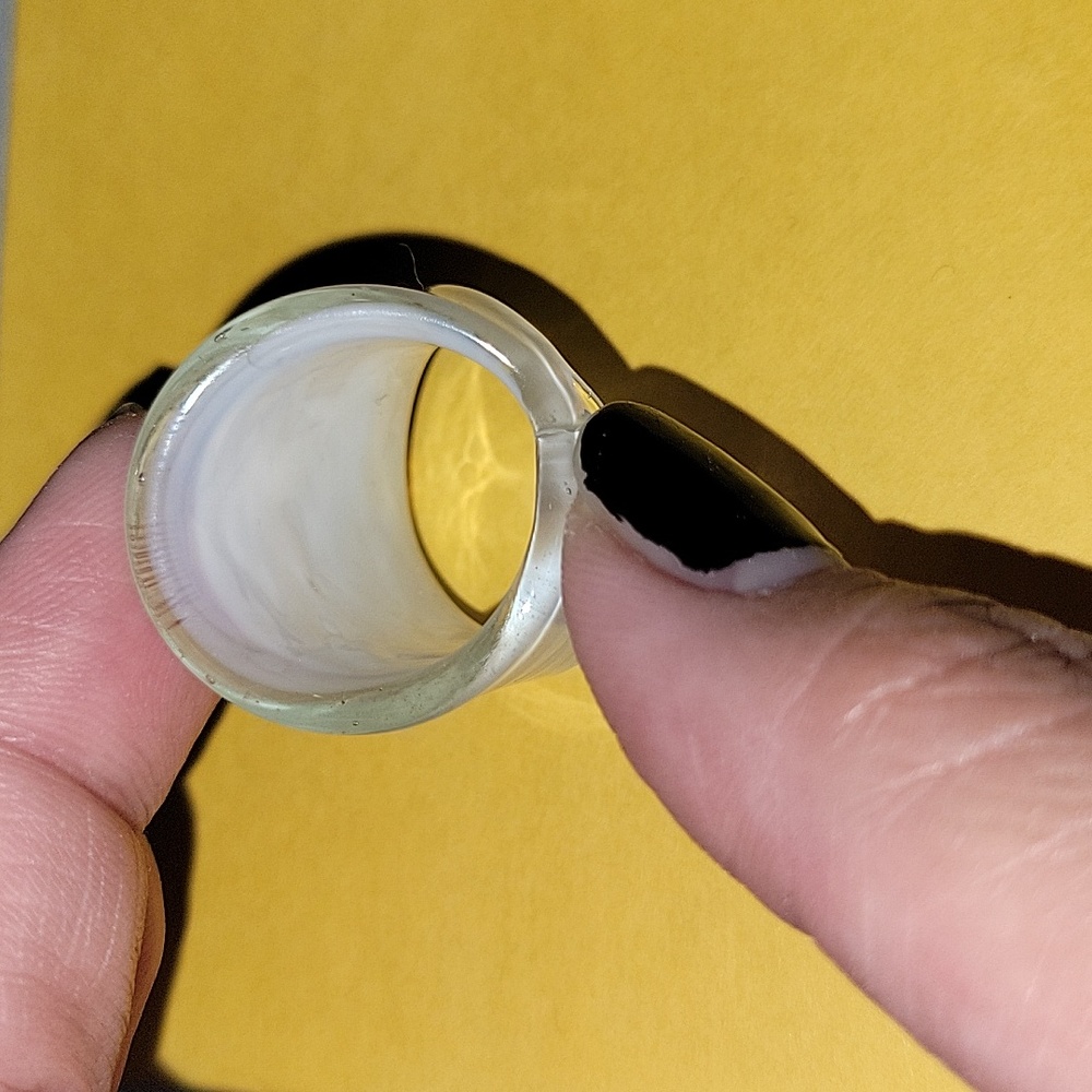 White And Silver Acrylic Statement Ring - image 3